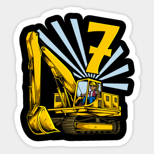 Excavator 7 year old birthday Sticker